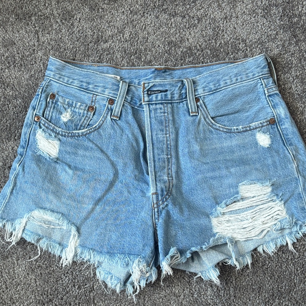 Levi's Light Blue Distressed Jean Shorts